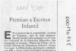 Premian a escritor infantil  [artículo].
