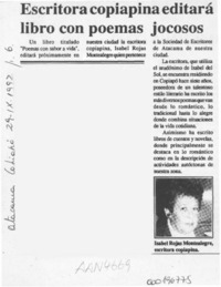 Escritora copiapina editará libro con poemas jocosos  [artículo].