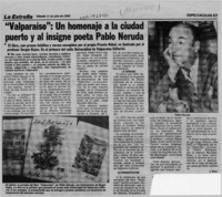 "Valparaíso", un homenaje a la ciudad puerto y al insigne poeta Pablo Neruda  [artículo] L. Ruiz.