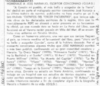 Homenaje a José Naranjo, escritor conconino  [artículo] O. S. G.
