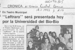 "Leftraro" será presentado hoy por la Universidad del Bío-Bío  [artículo]