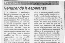 Renacer de la esperanza  [artículo] Pacián Martínez Elissethe.