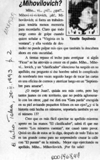 Mihovilovic?  [artículo] Yanette Sepúlveda.