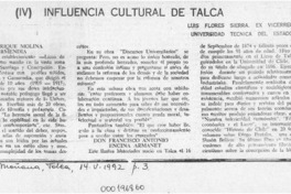 Influencia cultural de Talca  [artículo] Luis Flores Sierra.