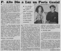 P. Alto dio a luz un poeta genial