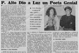 P. Alto dio a luz un poeta genial