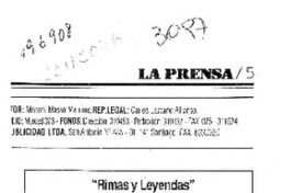 "Rimas y leyendas"  [artículo] Alberto Arraño.