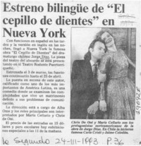 Estreno bilingüe de "El cepillo de dientes" en Nueva York  [artículo].