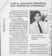 Luis E. Aguilera presenta sus "Crónicas literarias"  [artículo].