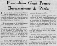 Puentealtino ganó Premio Iberoamericano de Poesía
