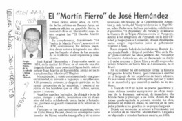 El "Martín Fierro" de José Hernández  [artículo] Sergio Martínez Baeza.