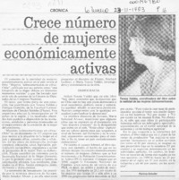 Crece número de mujeres económicamente activas  [artículo] Patricia Schuller.