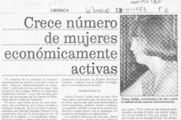 Crece número de mujeres económicamente activas  [artículo] Patricia Schuller.