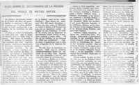 Algo sobre el Diccionario de la Región del Maule de Matías Rafide  [artículo] Hugo Morán Muñoz.