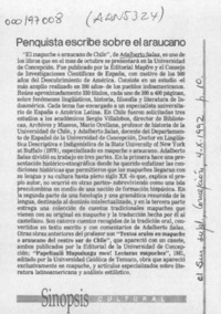 Penquista escribe sobre el araucano  [artículo].