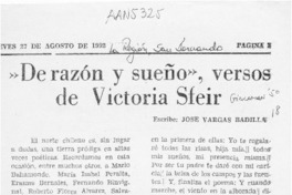 "De razón y sueño", versos de Victoria Sfeir  [artículo] José Vargas Badilla.
