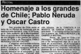 Homenaje a los grandes de Chile, Pablo Neruda y Oscar Castro
