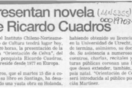 Presentan novela de Ricardo Cuadros  [artículo].