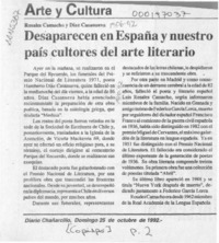 Desaparecen en España y nuestro país cultores del arte literario  [artículo].