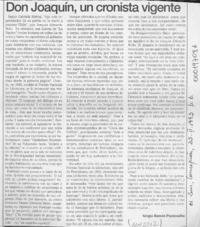 Don Joaquín, un cronista vigente  [artículo] Sergio Ramón Fuentealba.