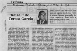 "Raizal" de Teresa García  [artículo] Víctor Fernández.
