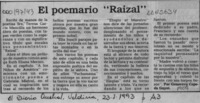 El poemario "Raizal"  [artículo] Genoveva Cepeda Guyot.