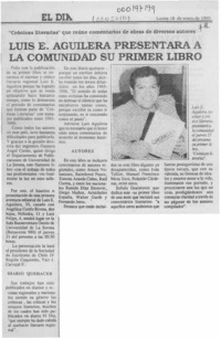 Luis E. Aguilera presentará a la comunidad su primer libro  [artículo].