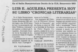 Luis E. Aguilera presenta hoy su libro "Crónicas literarias"  [artículo].
