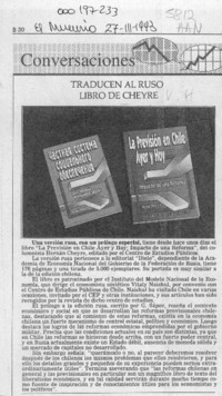 Traducen al ruso libro de Cheyre  [artículo].