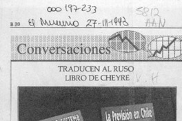 Traducen al ruso libro de Cheyre  [artículo].