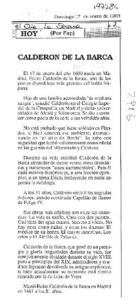 Calderón de la Barca  [artículo] Fap.