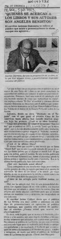 "Quienes se acercan a los libros y sus autores son ángeles benditos"  [artículo] José Blanquer.