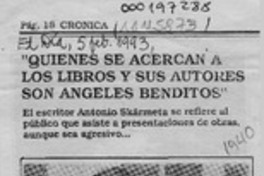 "Quienes se acercan a los libros y sus autores son ángeles benditos"  [artículo] José Blanquer.