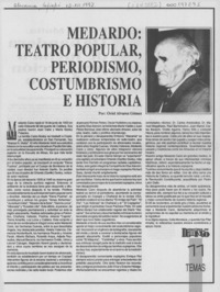 Medardo, teatro popular, periodismo, costumbrismo e historia