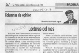 Lecturas del mes  [artículo] Marino Muñoz Lagos.