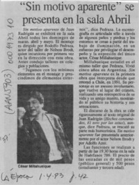 "Sin motivo aparente" se presenta en la sala Abril  [artículo].