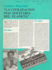 "La Civilización más solitaria del planeta"  [artículo].