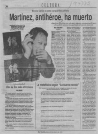 Martínez, antihéroe, ha muerto  [artículo] María Eugenia Meza.