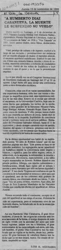 "A Humberto Díaz Casanueva, la muerte le suspendió su vuelo"  [artículo] Luis E. Aguilera.