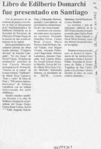 Libro de Edilberto Domarchi fue presentado en Santiago  [artículo].