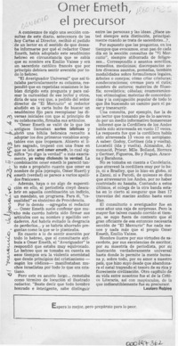 Omer Emeth, el precursor  [artículo] Lautaro Robles.