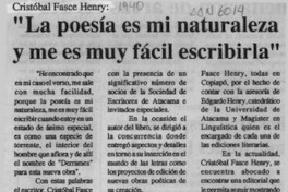 "La Poesía es mi naturaleza y me es muy fácil escribirla"  [artículo].
