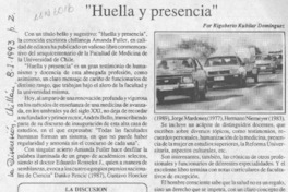 "Huella y presencia"  [artículo] Rigoberto Rubilar Domínguez.