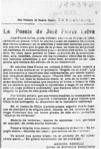 La poesía de José Flores Leiva  [artículo] Andrés Benelli.