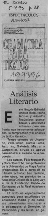 Anlisis literario  [artículo].
