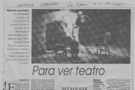 Para ver teatro  [artículo] Neda Brkic.