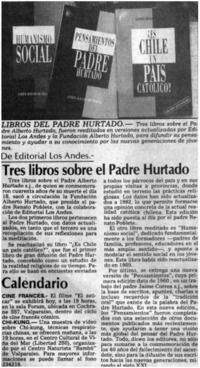 Tres libros sobre el Padre Hurtado