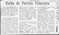 Visita de poetisa feminista  [artículo].