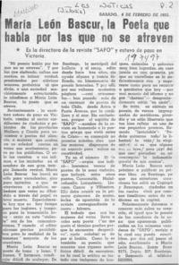 María León Bascur, la poeta que habla por las que no se atreven  [artículo].