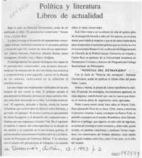 Política y literatura libros de actualidad  [artículo].